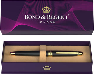 Bond & Regent 24 Karat Gold Luxury Rollerball Pen - Fancy Executive Professional Writing Gift Set for Men & Women, Nice Pens, Gloss Black