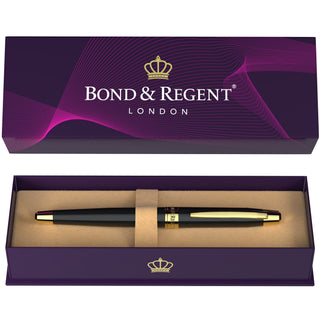 Bond & Regent 24 Karat Gold Luxury Rollerball Pen - Fancy Executive Professional Writing Gift Set for Men & Women, Nice Pens, Gloss Black
