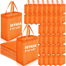 Windyun 50 Pcs Reusable Tote Bag Bulk 8 x 4 x 10 Inch Non Woven Shopping Bag with Handle Reusable Portable Grocery Gift Tote (Black)