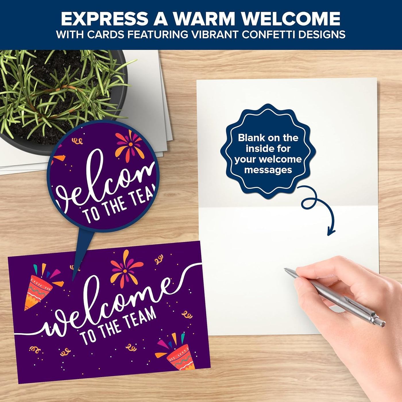 Decorably 24 Pack 6x4in Welcome to the Team Cards for New Employees with Envelopes and Stickers, 6 Festive Designs for Colleagues, Onboarded Staff, Crew, Blank Inside - Business, Gifting, Mailing