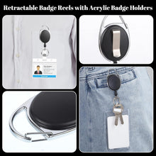 2 Set Badge Holder Retractable Clip Heavy Duty Badge Reel with Acrylic Clear Vertical ID Card Badge Holders for Work Office Nurse Teacher Student