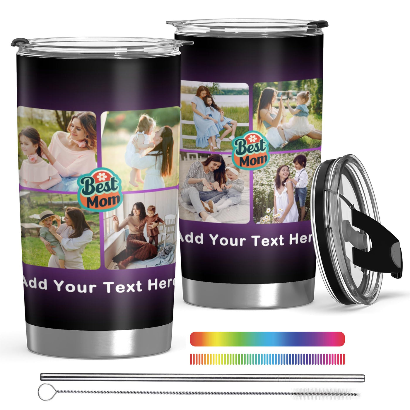 Personalized Tumbler with Photo Text Logo, Made in USA 20 oz Custom Stainless Steel Coffee Mug with Lid, Custom Cup Gift for Dad, Mom, Friends, gift for father's day