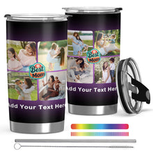 Personalized Tumbler with Photo Text Logo, Made in USA 20 oz Custom Stainless Steel Coffee Mug with Lid, Custom Cup Gift for Dad, Mom, Friends, gift for father's day