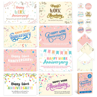 Decorably 24 Pack Gold Foil 6x4in Welcome Cards with Envelopes and Stickers, 6 Elegant Designs for New Employees, Guests, Team Members, Blank Inside - Housewarming, Office, Wedding, Gifting, Mailing