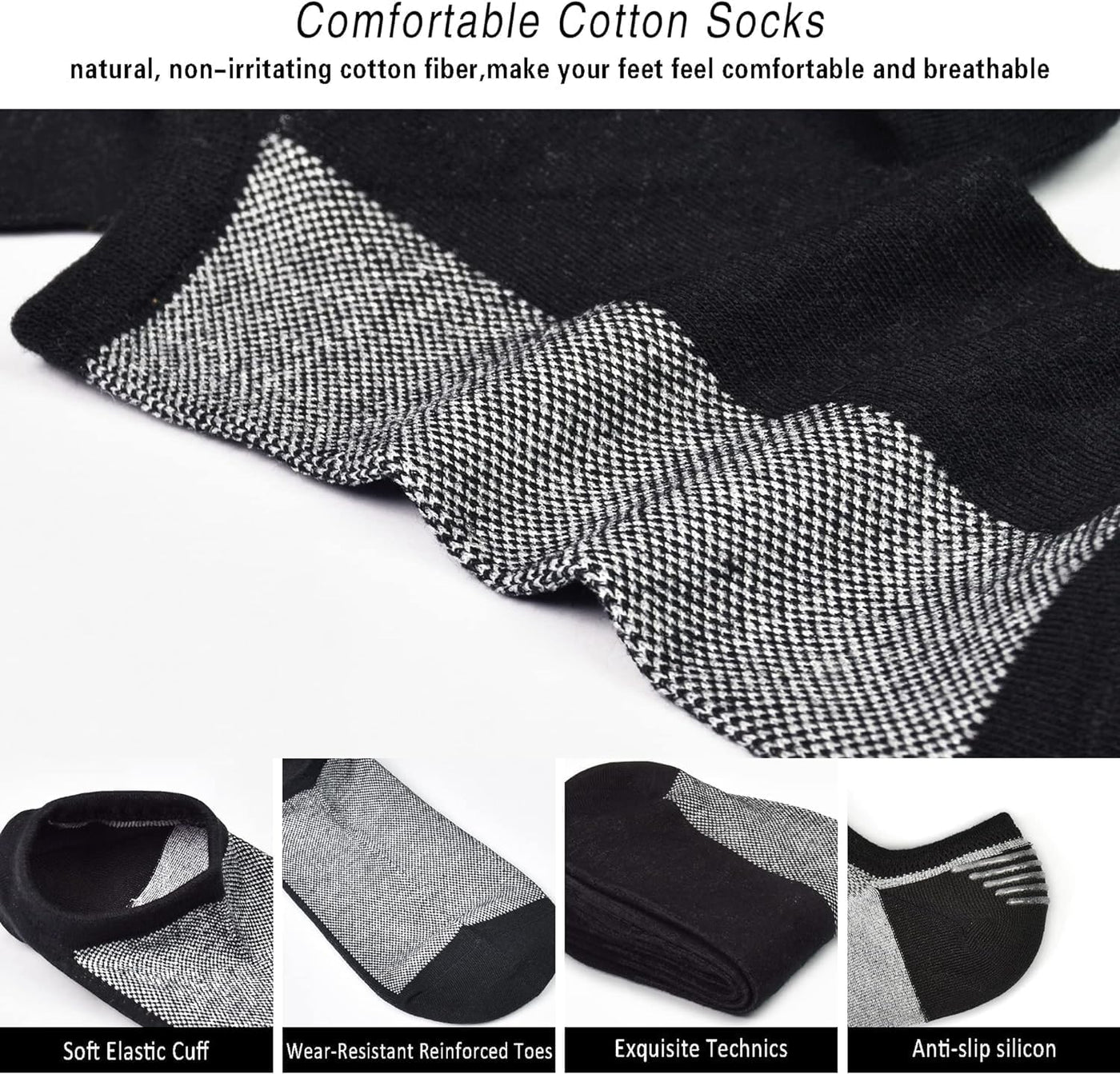SkiBeaut Men Socks 4 or 8 Pairs No Show Low Cut Casual Athletic Running Cotton Invisible Socks US Size 6-12