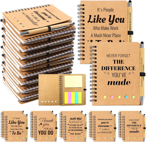 60 Pcs/30 Sets Employee Appreciation Gifts Bulk - Inspirational Spiral Notebooks with Motivational Pens, Thank You Gifts, Valentines Gift for Staff, Coworkers,Teacher, Team, Nurse, Office & School