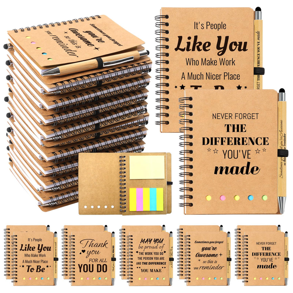 60 Pcs/30 Sets Employee Appreciation Gifts Bulk - Inspirational Spiral Notebooks with Motivational Pens, Thank You Gifts, Valentines Gift for Staff, Coworkers,Teacher, Team, Nurse, Office & School