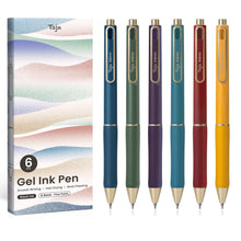 Taja Gel Pens, 6 Pcs Quick Dry Black Gel Ink Pens, 0.5mm Fine Point Smooth Writing Pens for Journaling and Note Taking, Cute Aesthetic Pens for Women & Men-Pastel