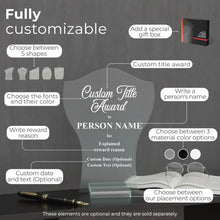 EGD Personalized Acrylic Trophy Award for Activities I Custom Trophy Plaque I Customizable Awards and Trophies I Customize Your Employee Appreciation Gifts (Award No Logo)