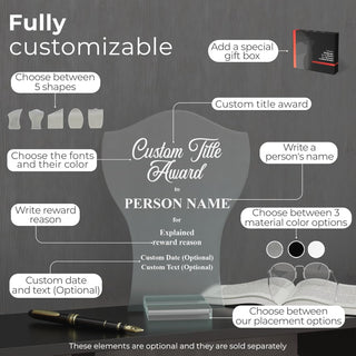 EGD Personalized Acrylic Trophy Award for Activities I Custom Trophy Plaque I Customizable Awards and Trophies I Customize Your Employee Appreciation Gifts (Award No Logo)