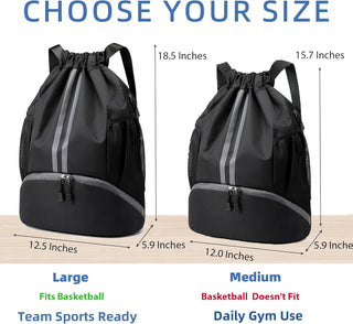 JELUTAR Drawstring Backpack Gym Bag with Shoes Compartment for Soccer, Basketball, Swim, Water-Resistant String Backpack Beach Cinch for Women Men