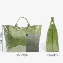 Lushandy PVC Tote Bag Women's Letters Print Hobo Handbag 14L Waterproof Plastic Tote Purse for Work, Beach, Shopping