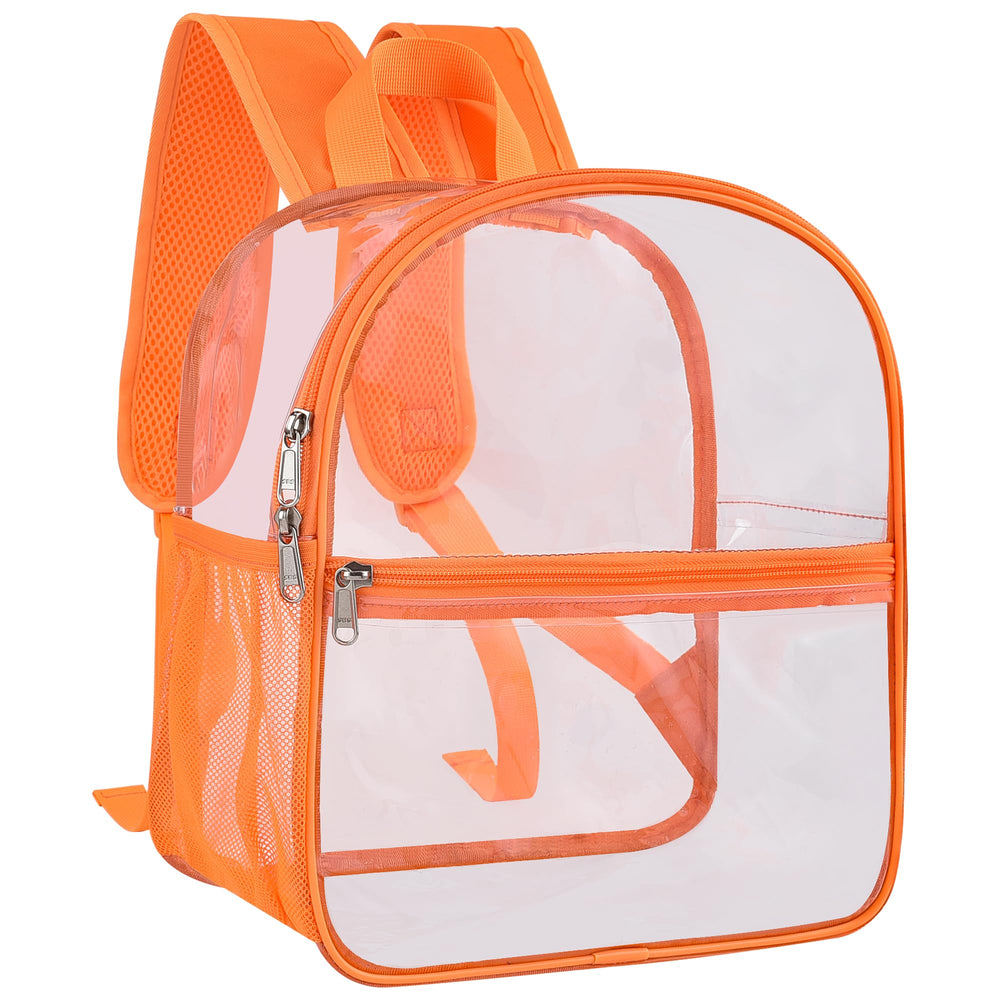 Paxiland Clear Backpack Stadium Approved 12×12×6 with Reinforced and Wider Shoulder Straps, Small Clear Bag for Schools, Concerts, Work, Festivals and Sporting Events - Black