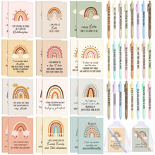 Mooliwe 24 Pcs Positive Affirmation Gift Set Gratitude Notebooks with Pens Small Bags Motivational Encouragement Notepads Daily Affirmations Journal for Women Stress Relief Self Care (Watercolor)