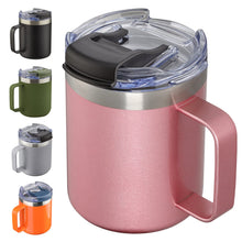 12oz Stainless Steel Insulated Coffee Mug with Handle, Double Wall Vacuum Travel Mug, Tumbler Cup with Sliding Lid, Navy