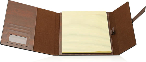GALLAWAY LEATHER Padfolio Portfolio Folder – Slim Portfolio Folio Organizer Holder for Letter Legal A4 Note Pads Notebooks for Men Women Refillable Business Leather Portfolio Binder, Dark Chocolate - hover image