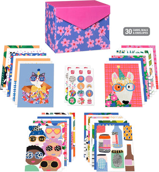 American Greetings 30-Count All Occasions Card Bundle with Keepsake Box and Envelopes- Designed by Stop The Clock