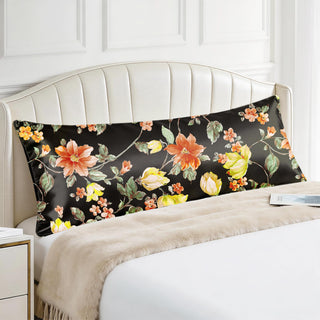 EXQ Home Silky Satin Pillowcase for Hair and Skin,Printed Pillow Cases Standard Size Set of 2 Satin Pillow Case 2 Pack with Envelope Closure(Ink Leaf, 20x26)