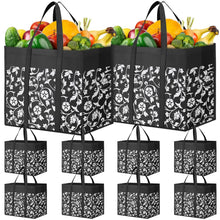 WOWBOX Reusable Grocery Bags Foldable Tote Bags Bulk with Reinforced Handles Shopping Bags for Groceries Heavy Duty Kitchen Reusable Grocery Bags with Waterproof Coating 4-Pack, Blue