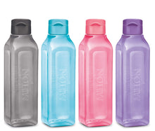 MILTON Sports Water Bottle Square Juice Box 4 Set 17 oz. Great for Juices Milk Smoothies Plastic Wide-Mouth Reusable Leak Proof Drink Bottle/Carton for School Bags Lunch Boxes Gym Flip Lid -BPA Free