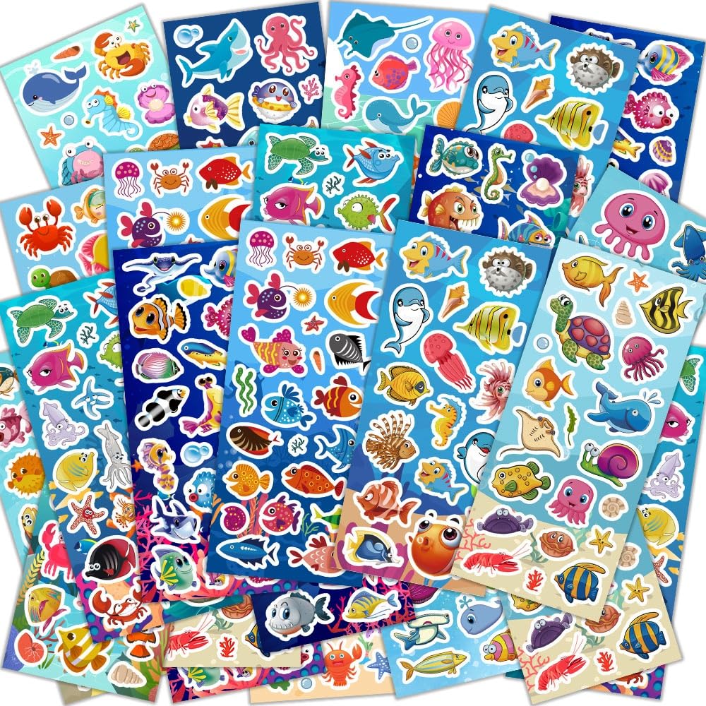 48 Sheets Stickers for Kids, Cute Stickers Variety Pack for Scrapbooking, Teachers Classroom Prizes, Goodie Bag Stuffers Including Animals, Cars, Dinosaurs, Fishes, Hearts, Stars and More