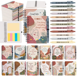 48 Pcs Motivational Gifts Bulk, Colorful Inspirational Notebooks with Matching Pens & Sticky Notes, Back to School Journals for Kids, Classrooms, Teachers, Team Building (5.5 x 4.7 Inch)