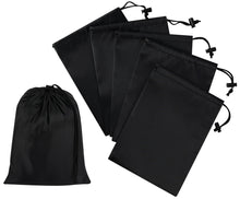 PALTERWEAR Drawstring Bag with Toggle - Nylon Cinch and Ditty Pouch - Six Pack (Black, 6 x 8 Inch, Set of 6)