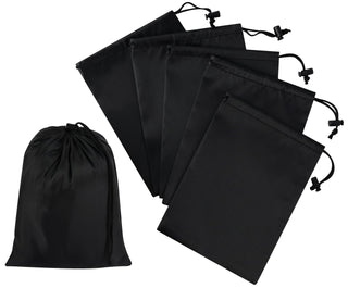 PALTERWEAR Drawstring Bag with Toggle - Nylon Cinch and Ditty Pouch - Six Pack (Black, 6 x 8 Inch, Set of 6)