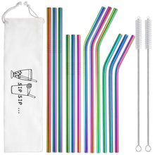 Hiware 12-Pack Reusable Stainless Steel Metal Straws with Case - Long Drinking Straws for 30 oz and 20 oz Tumblers Dishwasher Safe - 2 Cleaning Brushes Included