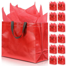 KeerxunBag 12Pcs Reusable Gift Bags（Includes Tissue Paper） Gift bag with handle Birthdays Parties Holidays Weddings Medium 13x5x11in colorful Gift Bags