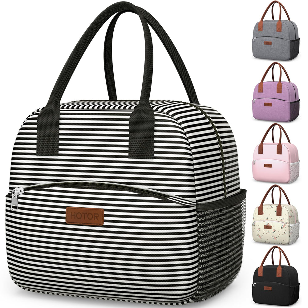 HOTOR Lunch Bag for Women & Men - Wear-Resistant Insulated Lunch Box with Large Capacity, Multi-Functional Cooler Bag for Office, Picnic, Black, 10L,10.60" x 5.90" x 9.50"