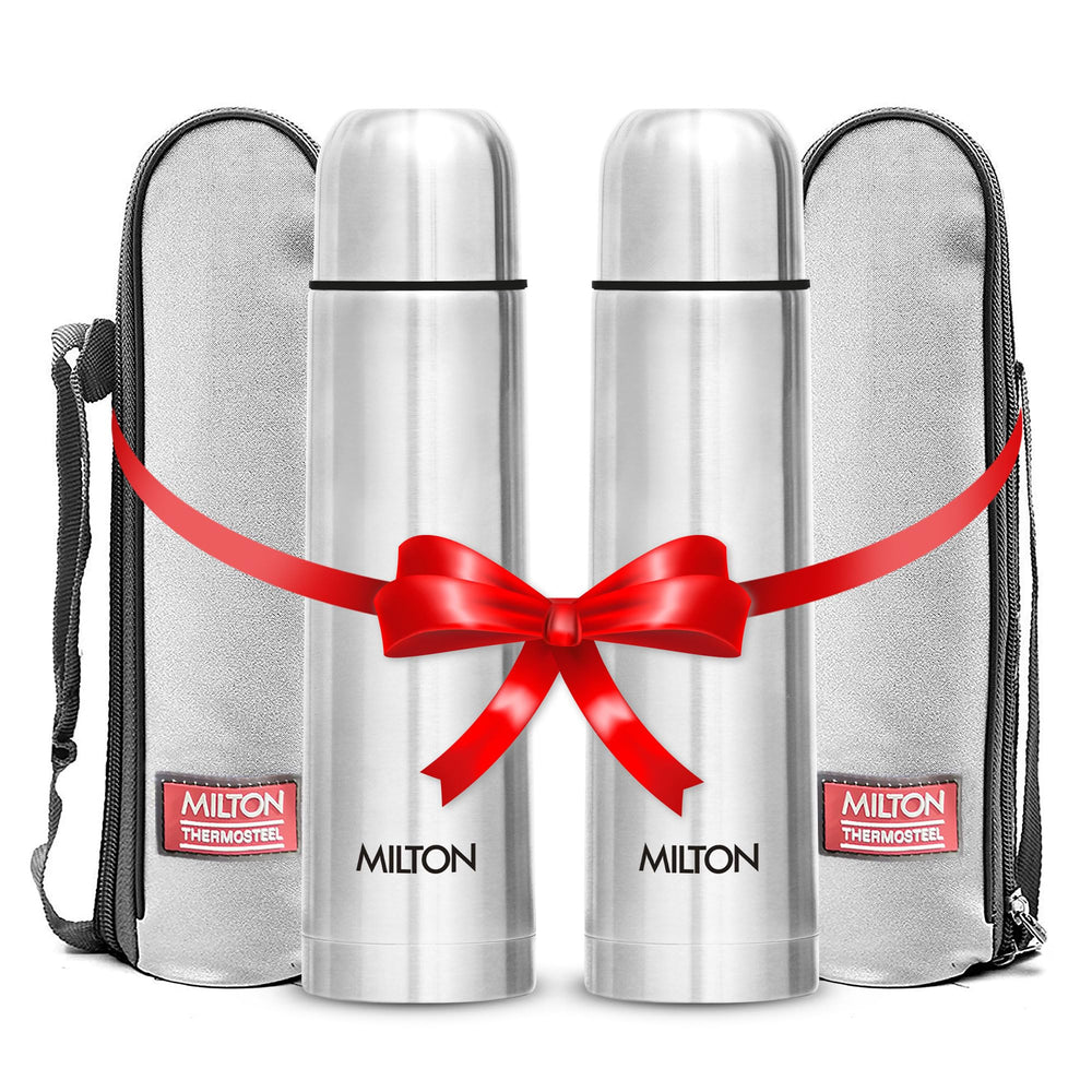 Milton Thermosteel Flip Lid Flask 350, Double Walled Vacuum Insulated Thermos 350 ml | 12 oz | 24 Hours Hot and Cold Water Bottle with Cover, 18/8 Stainless Steel, BPA Free, Leak-Proof | Silver