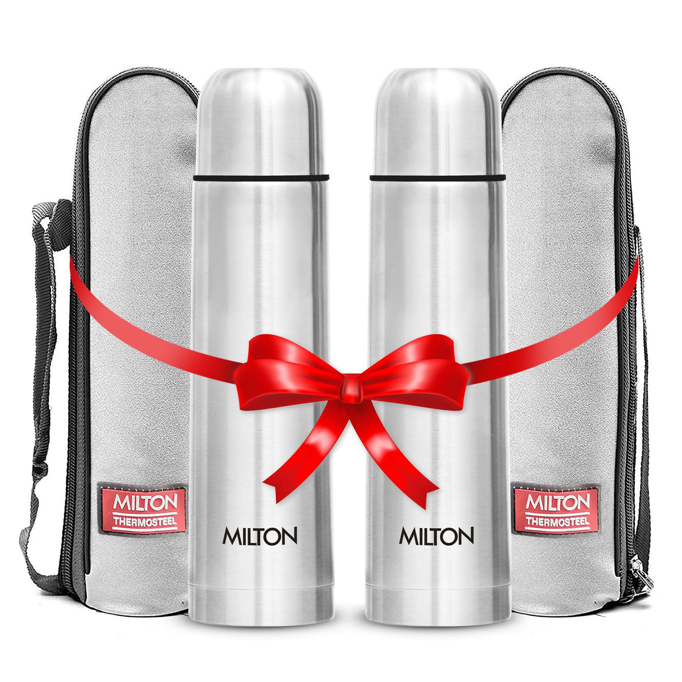 Milton Thermosteel Flip Lid Flask 350, Double Walled Vacuum Insulated Thermos 350 ml | 12 oz | 24 Hours Hot and Cold Water Bottle with Cover, 18/8 Stainless Steel, BPA Free, Leak-Proof | Silver