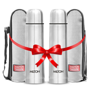 Milton Thermosteel Flip Lid Flask 350, Double Walled Vacuum Insulated Thermos 350 ml | 12 oz | 24 Hours Hot and Cold Water Bottle with Cover, 18/8 Stainless Steel, BPA Free, Leak-Proof | Silver