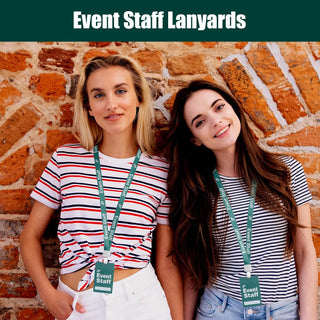Event Staff Lanyards 25pcs - Reusable & Flexible PVC ID Badges for Office, School, Events,Durable Anti-Bend Plastic Cards for Exhibition Guests by OSTENBIG (Green)