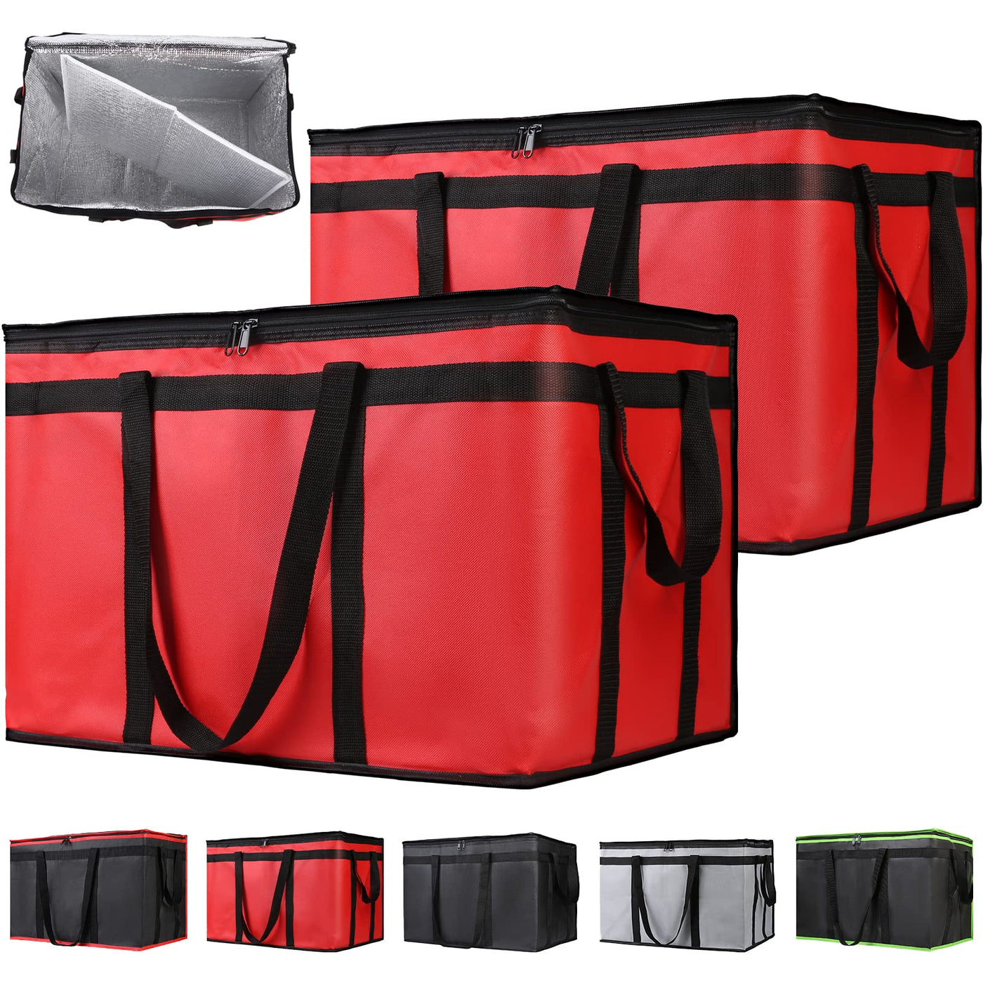 Insulated Food Delivery Bag, XXXL Insulated Reusable Grocery Cooler/Hot Bags, Tote Bag for Shopping/Travel/Doordash, Catering Bag Doordash 22x14x13, Black, 1-Pack