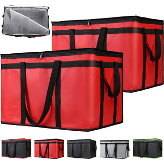 Insulated Food Delivery Bag, XXXL Insulated Reusable Grocery Cooler/Hot Bags, Tote Bag for Shopping/Travel/Doordash, Catering Bag Doordash 22x14x13, Black, 1-Pack