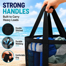 SRISE Mesh Beach Bag - Large Beach Tote Bag for Family Beach Bag for Toys & Vacation Essentials