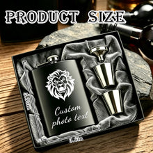 Personalized Custom Flask for Men, 8oz Engraved Stainless Steel Hip Flask with Photo & Text, Customized Liquor Flask for Dad, Husband, Groomsmen (custom flask 2)