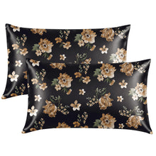 EXQ Home Silky Satin Pillowcase for Hair and Skin,Printed Pillow Cases Standard Size Set of 2 Satin Pillow Case 2 Pack with Envelope Closure(Ink Leaf, 20x26)