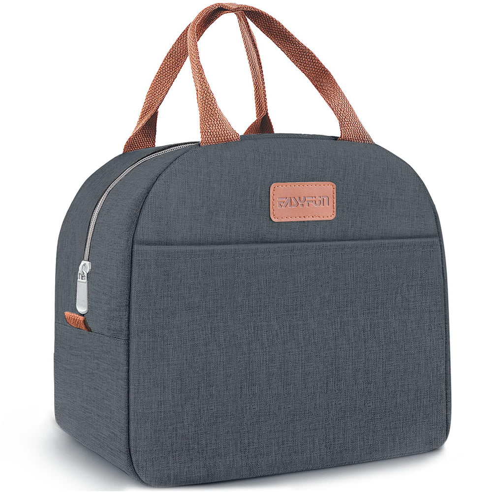 Lunch Bag for Women & Men Adult Insulated Lunch Box, Small Leakproof Cooler Food Lunch Containers Reusable High Capacity Lunch Tote Bags for Work, Travel, Outdoor (Grey)