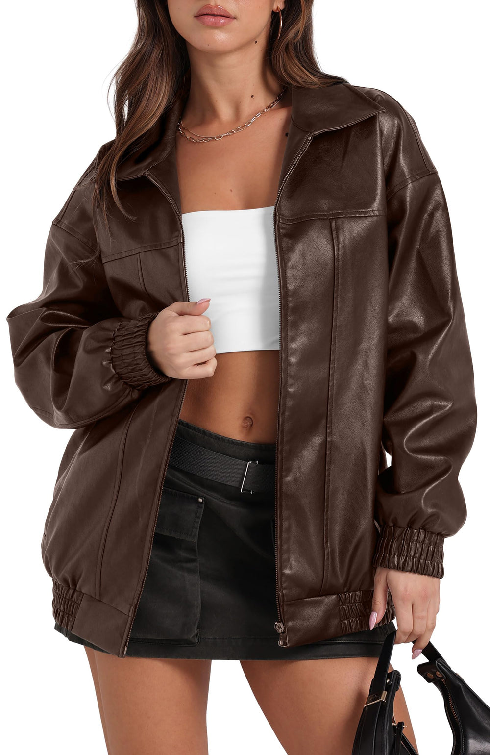 Sampeel Leather Jacket Women Faux Oversized Motorcycle Bomber Coats 2025 Fall Fashion Outfits Winter Clothes