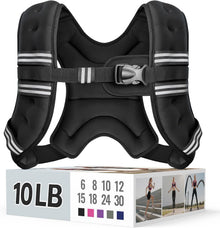 Zeerun Weighted Vest, 6lb/8lb/10lb/12lb/15lb/18lb/20lb/24lb/30lb for Men Women, Reflective Stripe Adjustable Buckle, Comfortable Durable Rucking Vest for Walking Running Strength Training