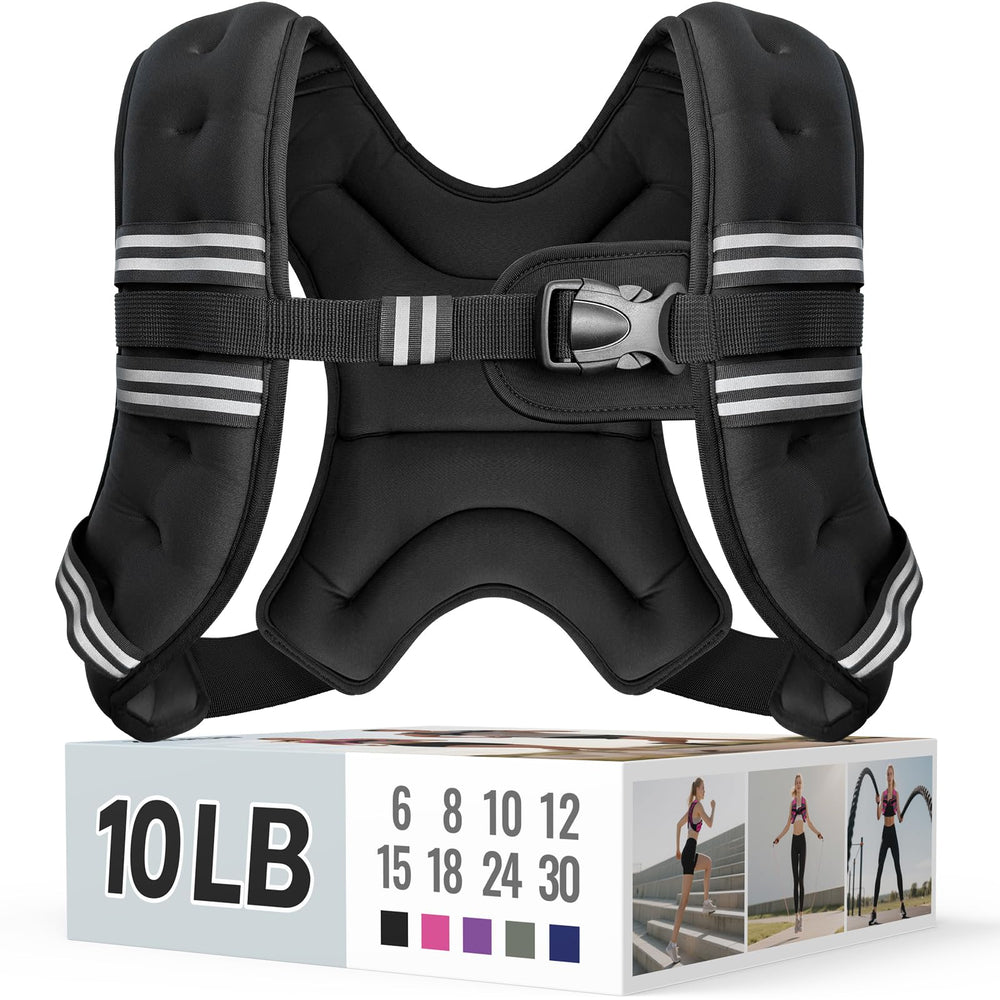 Zeerun Weighted Vest, 6lb/8lb/10lb/12lb/15lb/18lb/20lb/24lb/30lb for Men Women, Reflective Stripe Adjustable Buckle, Comfortable Durable Rucking Vest for Walking Running Strength Training