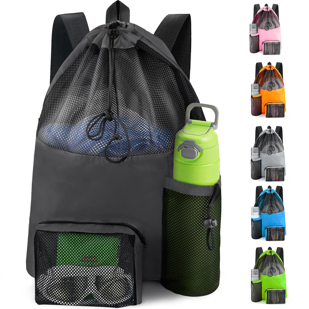 HOHOM Swim Mesh Beach Bag, Waterproof Gym Bags for Women and Men, Large Pool Bag Swimming Gear Drawstring Backpack
