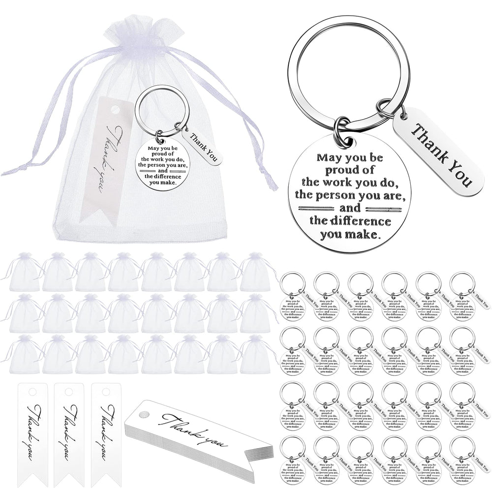 Yinkin 72 Pcs Employee Appreciation Gifts Bulk Staff Thank You Gifts Organza Bags with Cards for Coworkers Graduation Favors