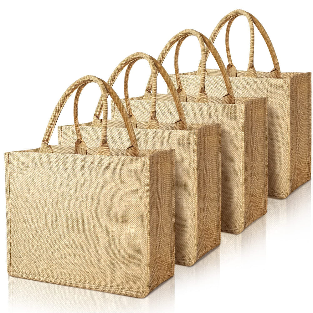 Jute Tote Bags, Burlap Bags with Laminated Interior and Soft Handles