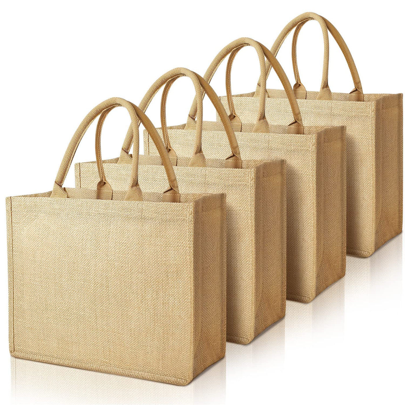 Jute Tote Bags, Burlap Bags with Laminated Interior and Soft Handles