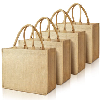 Jute Tote Bags, Burlap Bags with Laminated Interior and Soft Handles