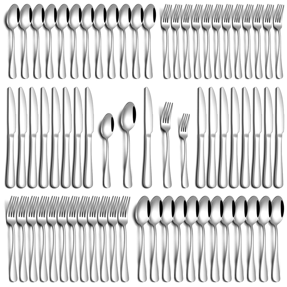 PHILIPALA 20 Piece Silverware Set, Stainless Steel Flatware Set for 4 Food Grade Novelty Flatware Cutlery Utensil Set Include Knife Fork Spoon Mirror Polished Dishwasher Safe